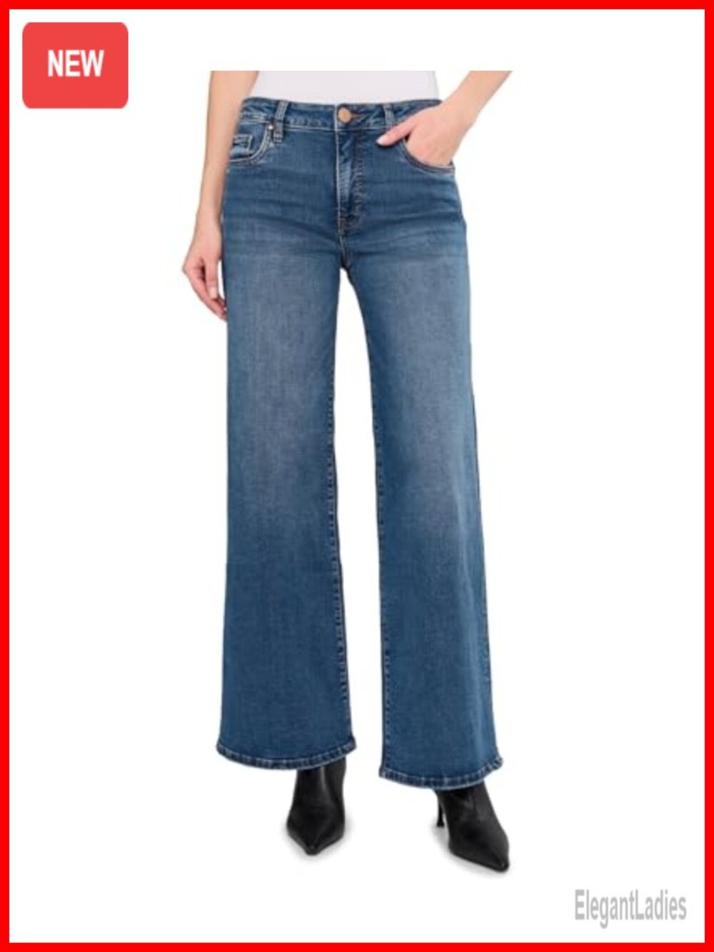 High-Rise Wide Leg Jeans Fab Ab Relaxed Fit Five-Pocket Denim